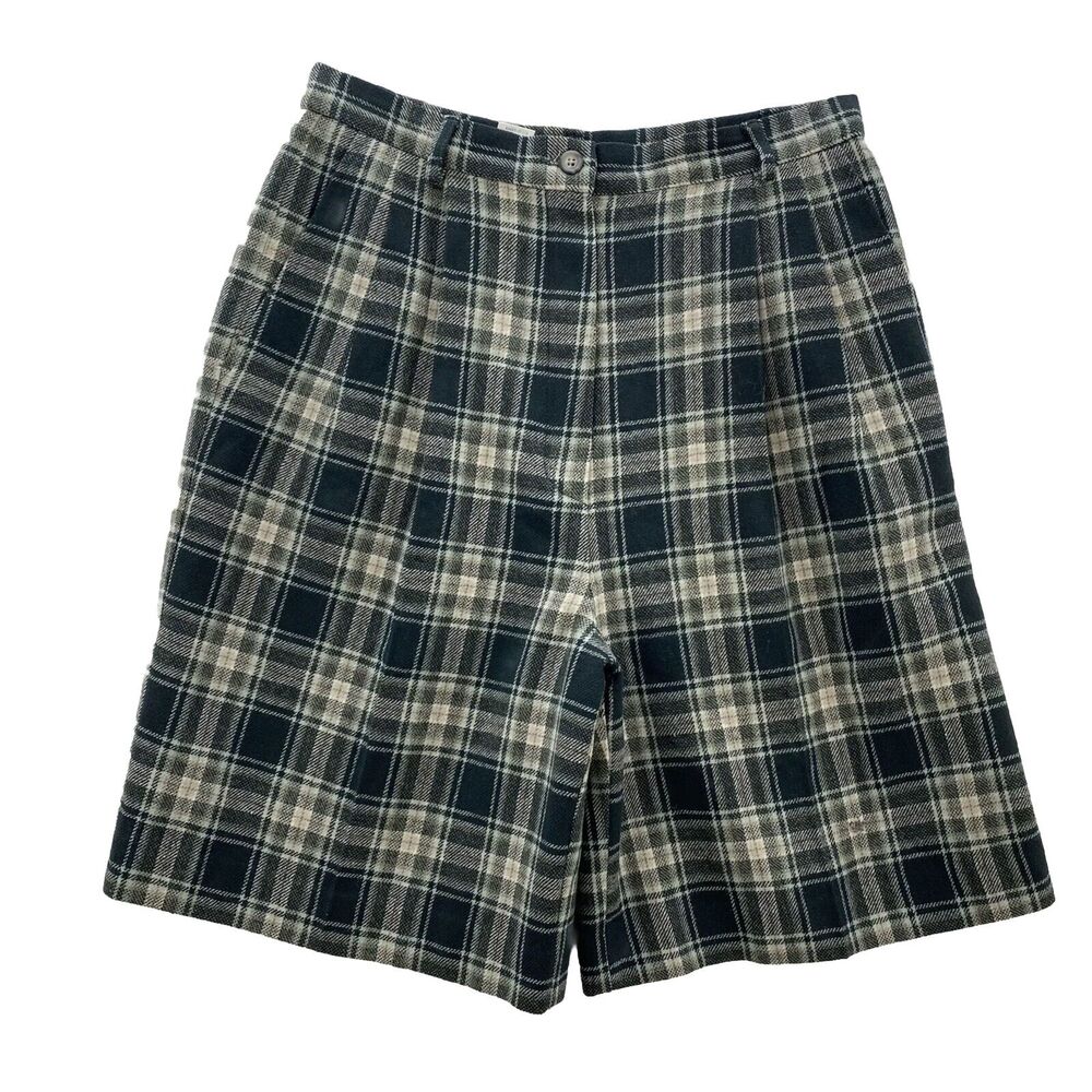 Vintage Pendleton Shorts Women’s 10 Multicolor 1980s Plaid Wool High Waist